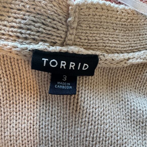 Torrid Womens Sz 3X Open Cardigan Duster Pink Ombre Cotton Slouchy Casual Boho - Picture 9 of 12